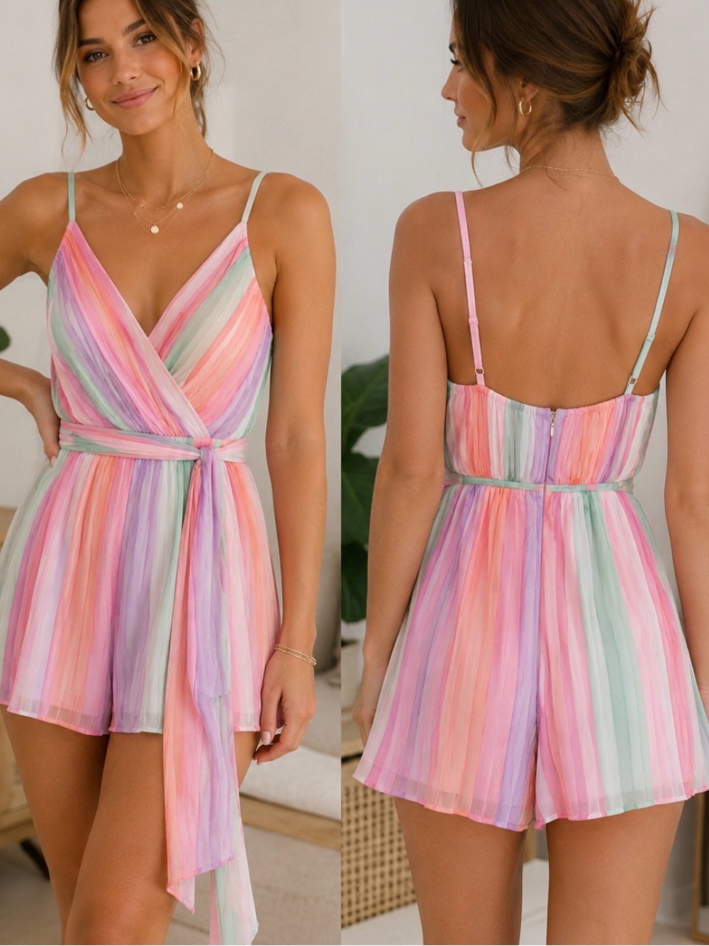 ✨ NWT Luxxel Pastel Pleated Romper | Size Small | Boutique ✨
